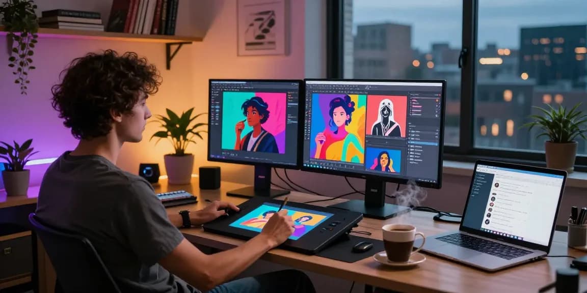NSFW AI image generation workspace showcasing vibrant digital art and creative tools for artists.