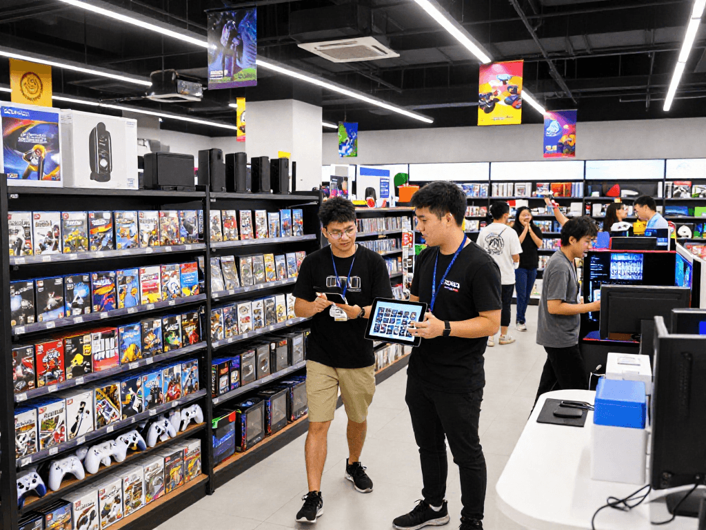 Exciting shopping experience at ROKOK88, featuring diverse games and customer interactions.