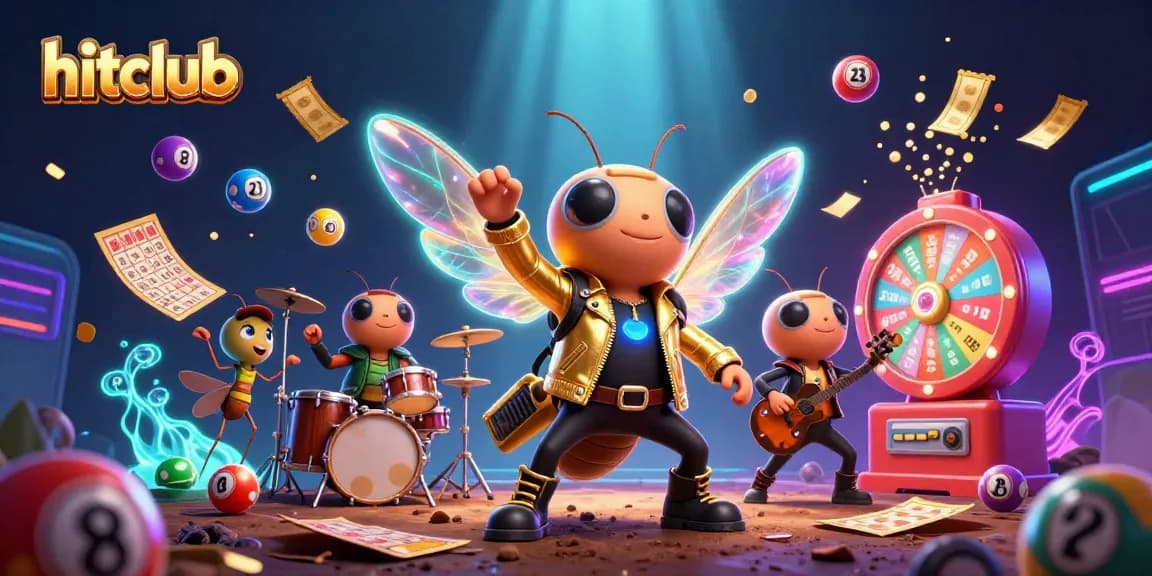 Engage with hitclub's vibrant lottery scene featuring buzzing characters and dynamic game elements.