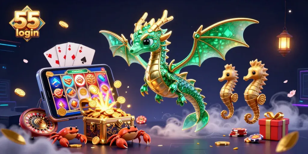 Engage in exciting gaming adventures with the 55 club login, featuring vibrant slot games and dynamic casino visuals.