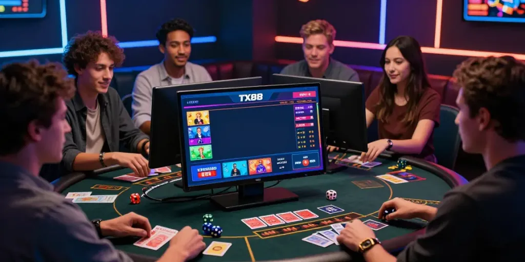 Exciting scene from TX88 online gambling platform showcasing players engaged in sports betting and casino games.