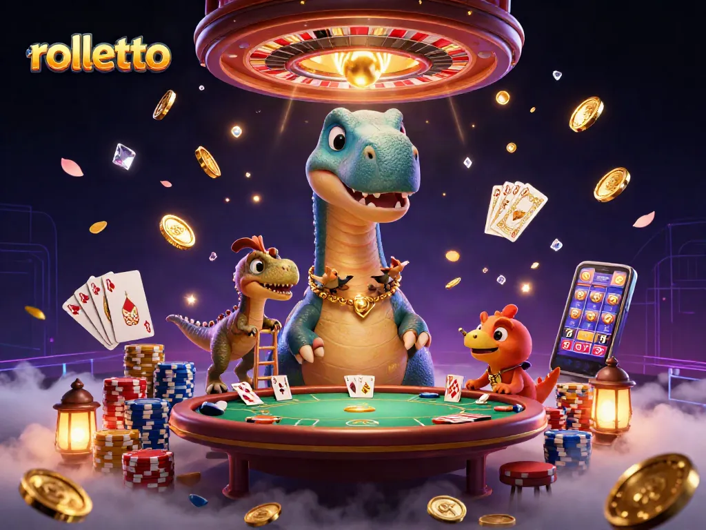 rolletto showcases an epic casino scene with characters and vibrant game elements bursting with energy