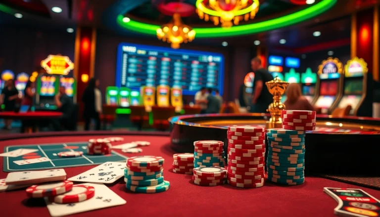 Experience the luxury of MM88 casino gaming with vibrant roulette and poker displays.