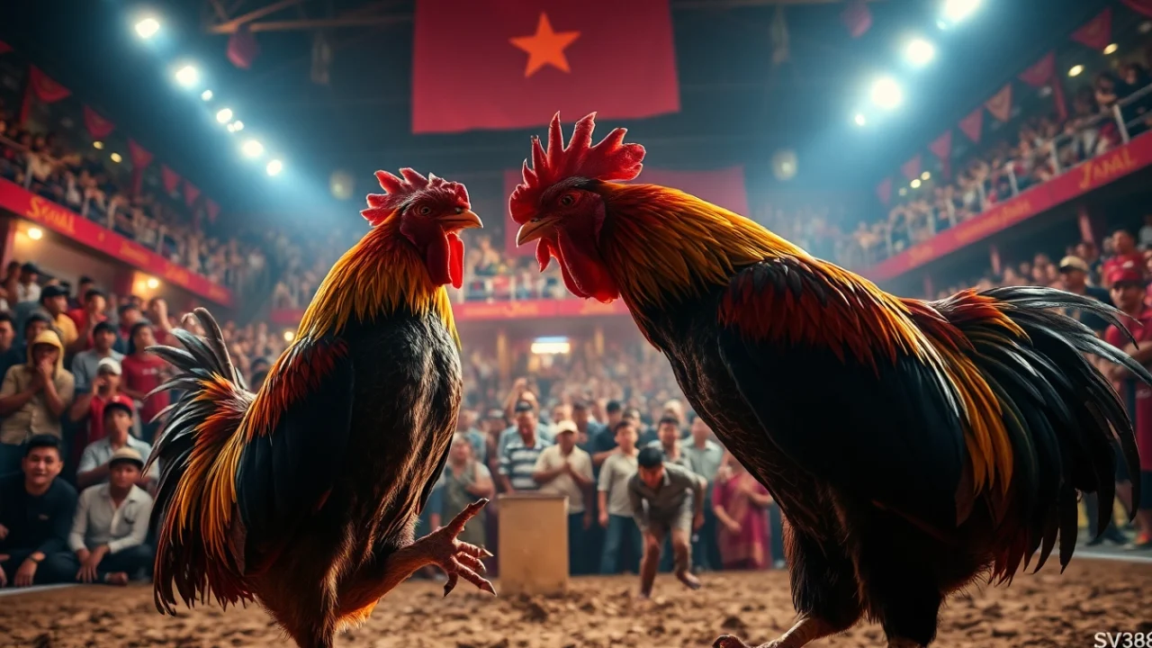 Experience the thrilling atmosphere of live cockfighting at sv368win.live, showcasing competitive roosters in action.