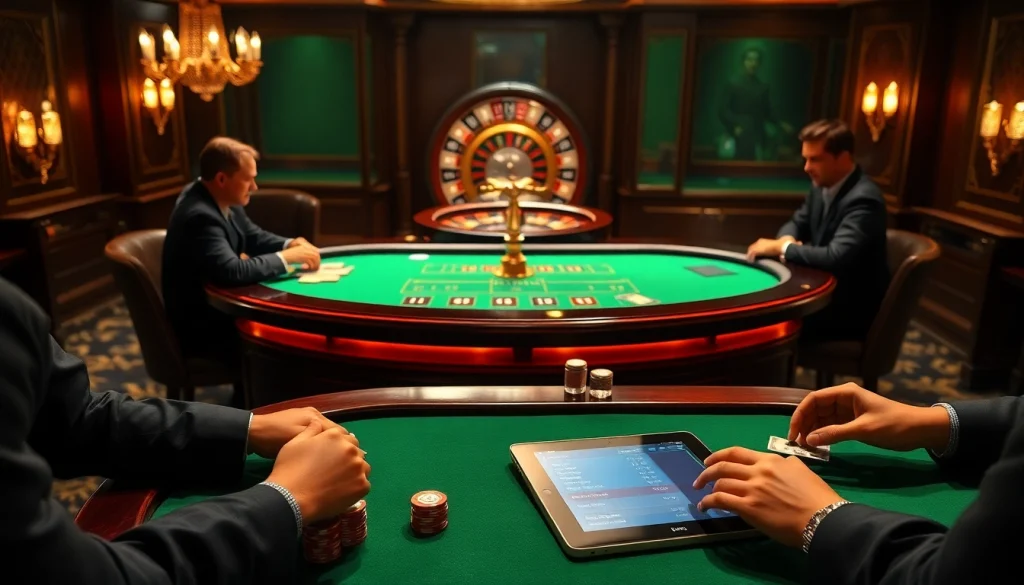 Players enjoying a sophisticated poker game at mb66.nyc casino, with elegant details and a modern twist.