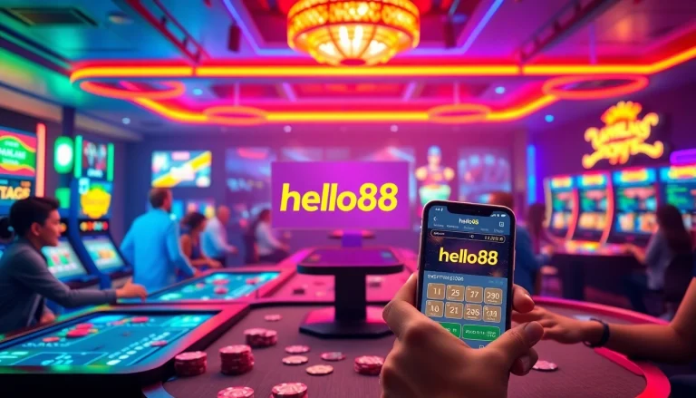Hello88win.live exciting digital gambling interface with vibrant casino elements and engaged players.