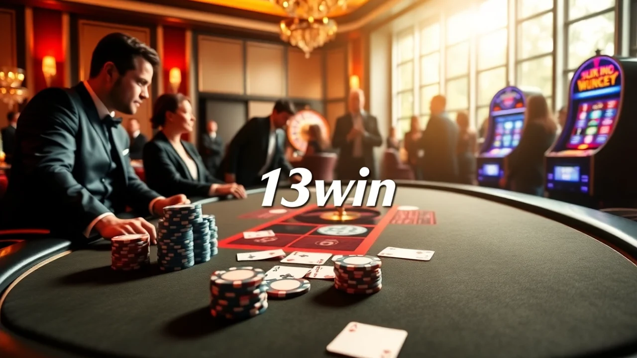 Experience the thrill of high-stakes poker at 13win's luxurious casino table.