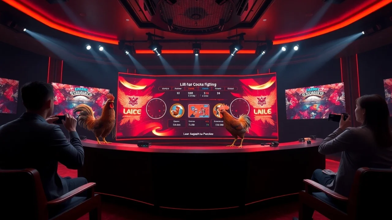 Live betting experience on dagawin.live featuring exciting cockfighting matches and dynamic visuals.