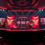 Live betting experience on dagawin.live featuring exciting cockfighting matches and dynamic visuals.