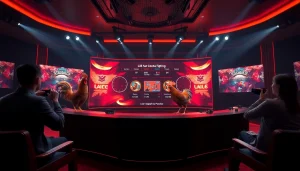 Live betting experience on dagawin.live featuring exciting cockfighting matches and dynamic visuals.
