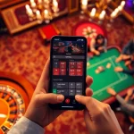 Highlighting the nohu90 gaming experience in a lively casino atmosphere with roulette and poker.