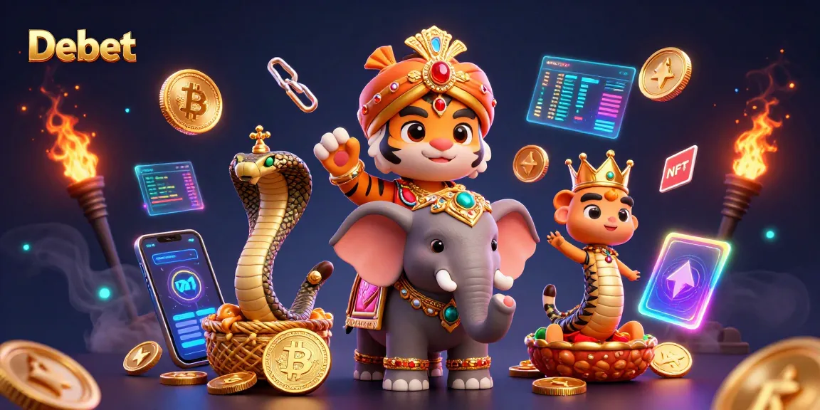 Place bets and win with Debet's vibrant casino experience featuring a jewel-encrusted scene.
