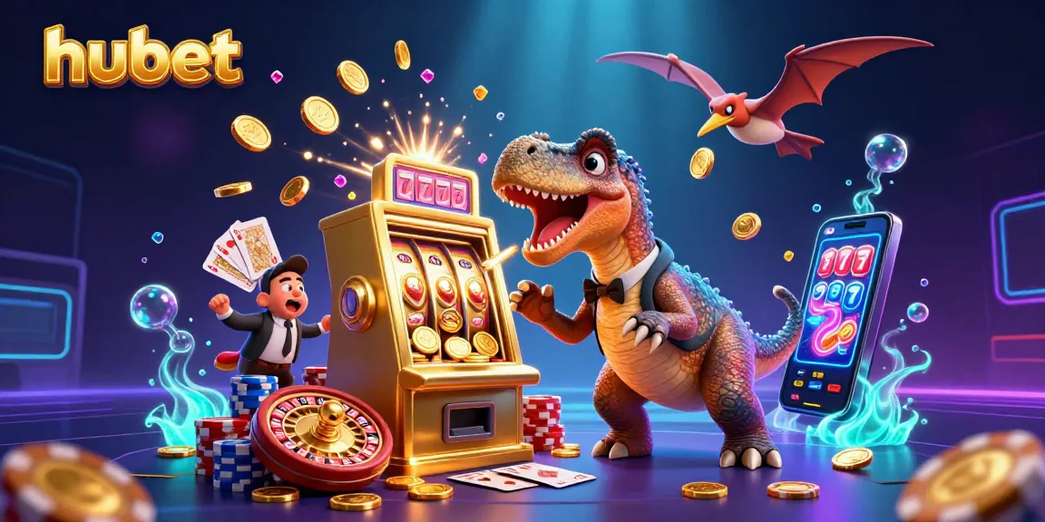 hubet slot dinosaurs create jackpot coins in vibrant casino illustration